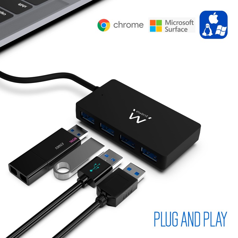 HUB USB EWENT 4 PUERTOS/ USB 3.1 GEN 1 #3012