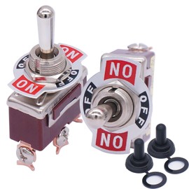 Taiss 2pcs Momentary Toggle Switch SPDT ON/Off/ON 3 Terminal 3 Position Toggle Switches 15A 250V/20A 125V Heavy Duty Rocker Toggle Switch with Waterproof Cover TEN-123