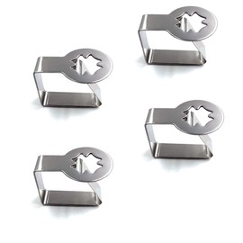 Aliotech 4pcs Leaf Clover Shape Stainless Steel Silver Thickened Strong Cloth Clip Tablecloth Clamp Holder Table Cover Clamps Table Cloth Holder Table Cloth Clips Holder for Outdoor and Indoor(Clover)