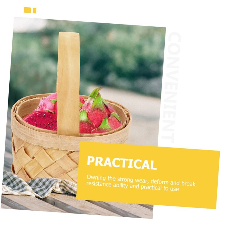 iplusmile 5Pcs Tiny Woven Baskets with Handle Versatile Party Treats