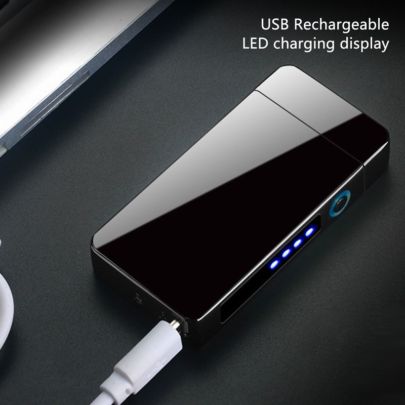 Electric Dual Arc Lighter Rechargeable Windproof Flameless 220mAh Aluminium Alloy