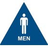 ADA Men's Restroom Door Sign with Tactile Graphic, Triangle Blue/White
