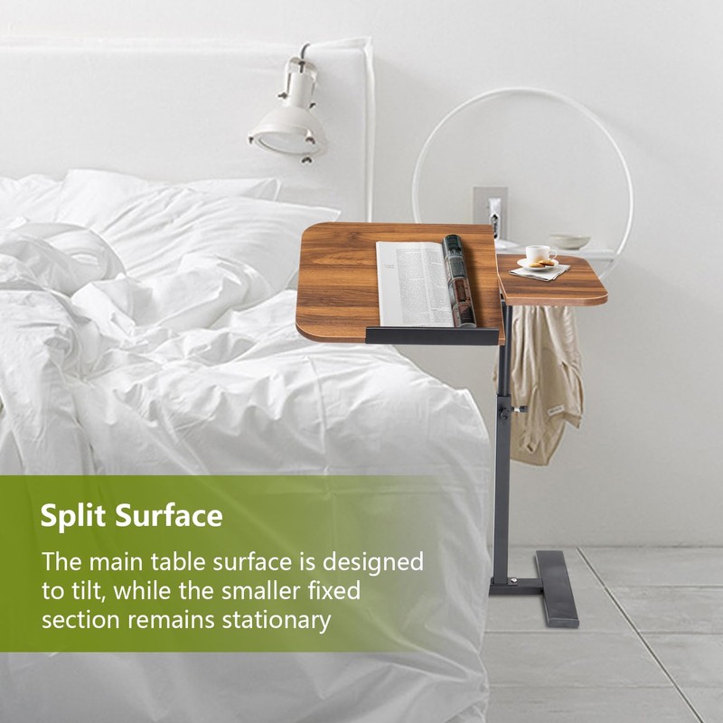 COBATANG COBATANG Adjustable Overbed Table, Split Top Tilting Overbed Bedside