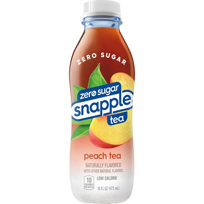 Snapple Zero Sugar Peach Tea, 16 fl oz Recycled Plastic