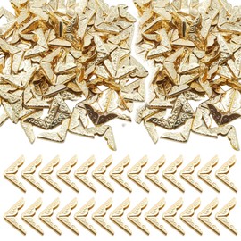 100 PCS Vintage Book Corner Protector Metal,Corner Cover for Scrapbook,Protector File Folder Corner,Decorative for Scrapbook Album Men,for Crafting Scrapbooking Photo Angle Book Cover Menus-Gold