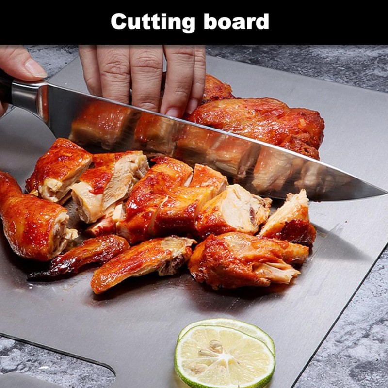 Gyugmhao Titanium Cutting Board,Stainless Steel Cutting Boards for Kitchen,Double-Sided Food