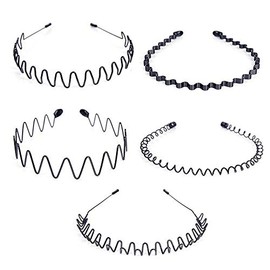 PUBAMALL 5pcs Diadema ondulada de primavera, aro para el cabello, diadema geométrica Wash Face para hombres y mujeres