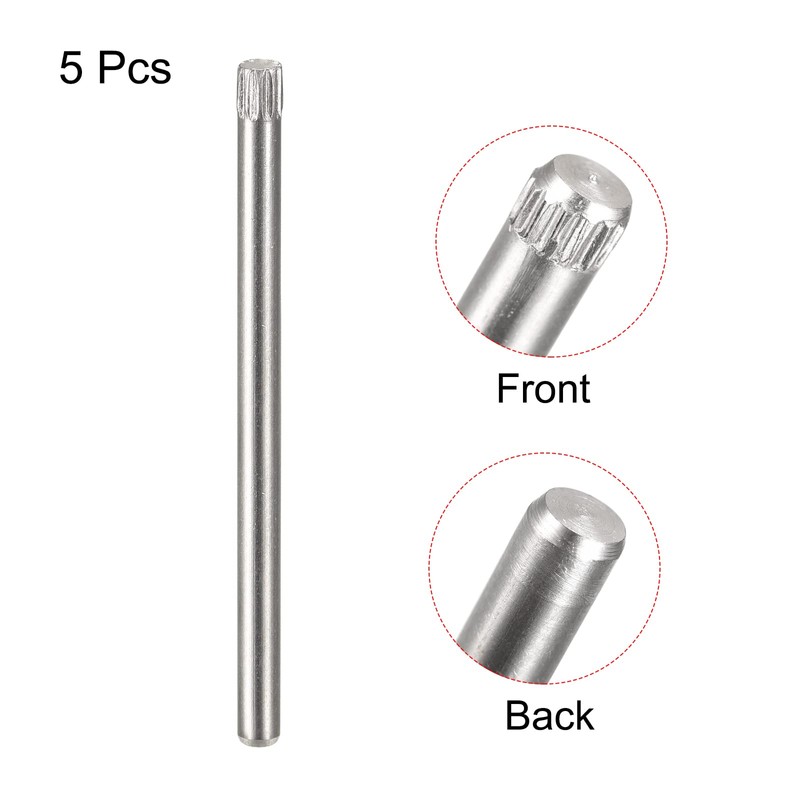sourcing map Pack of 5 Knurled Head Flat Bevelled End