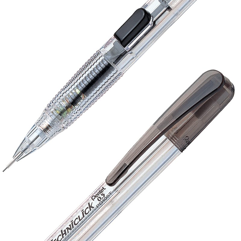 Pentel PD105BP2-A Lapicero Techniclick, Negro, Blíster 2 piezas, 0.5 mm
