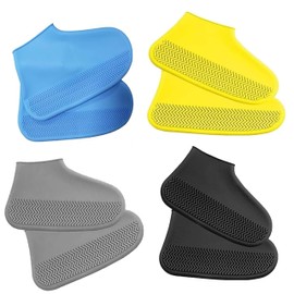 Yeanifeana Cubrezapatos Impermeables de Goma, 4 Pares de Zapatos, de Silicona, Antideslizantes, protección contra la Lluvia, para Exteriores, días de Nieve, Carreteras fangosas (4)