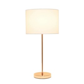 All the Rages Simple Designs Metal Stick Lamp in Rose Gold with White Shade