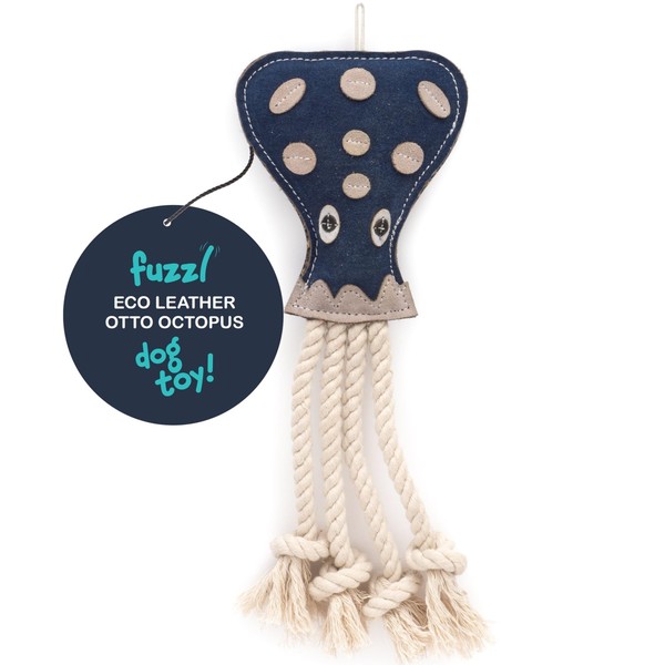 Fuzzl Eco Leather Otto Octopus Natural and Tough Dog Toys