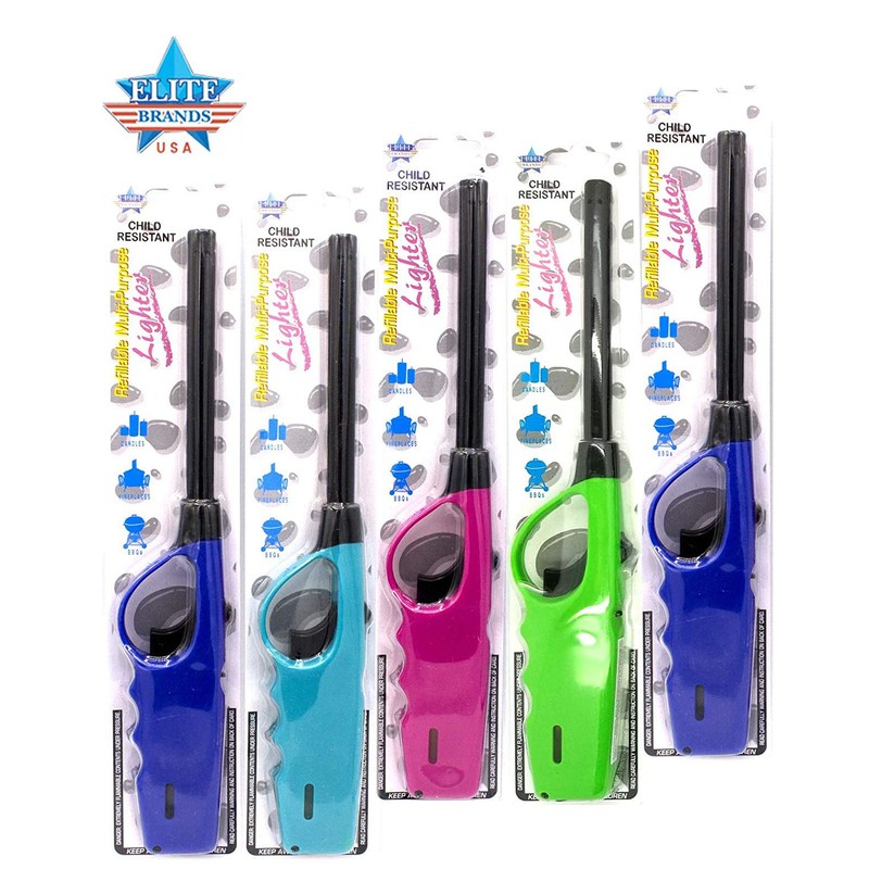 Elite Brands USA Long Lighters Pack, 5 Pack of Butane