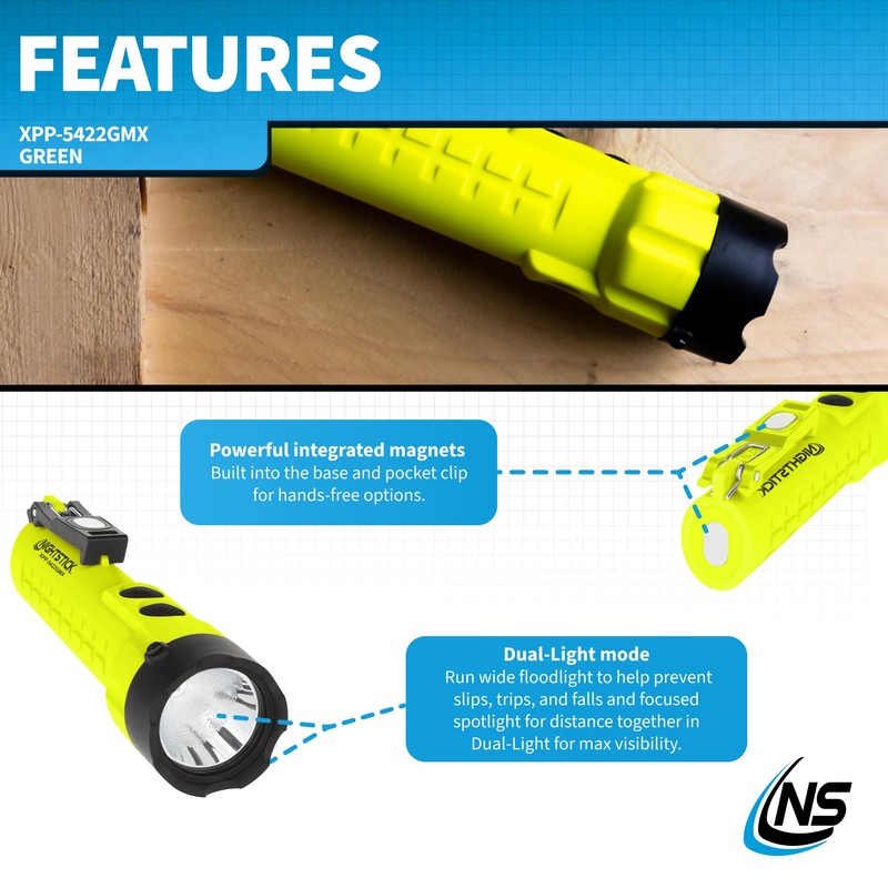 Nightstick XPP-5422GMX X-Series Intrinsically Safe Dual-Light Flashlight with Dual Magnets,