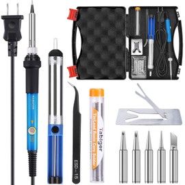 Tabiger Soldering Iron Kit 60W 110V-Adjustable Temperature Welding Soldering Iron with Tool Carry Case