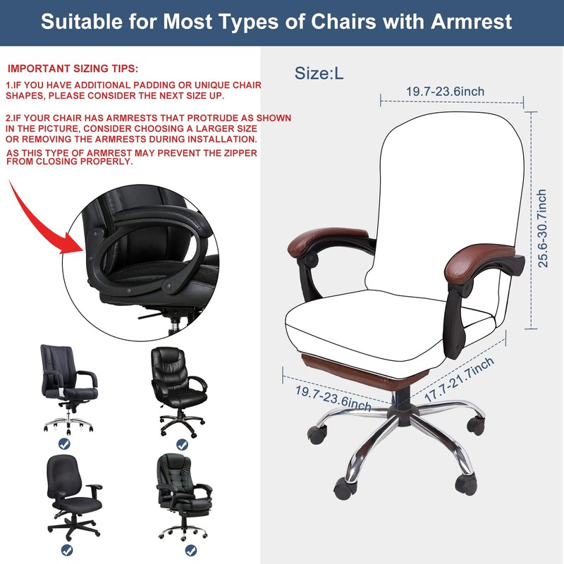 NeColorLife Office Chair Cover with Armrest Covers Stretchable Desk Chair