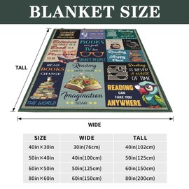 Book Lovers Gifts, Gifts for Readers Throw Blankets 50"x60" Book Lovers Gift Ideas Birthday Christmas Graduation Blanket Gift for Book Reading Librarian