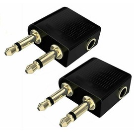 Pack of 2 Aeroplane Airplane Airline Chair In-Flight Onboard Entertainment Headphone Earphone Jack Audio Adaptor