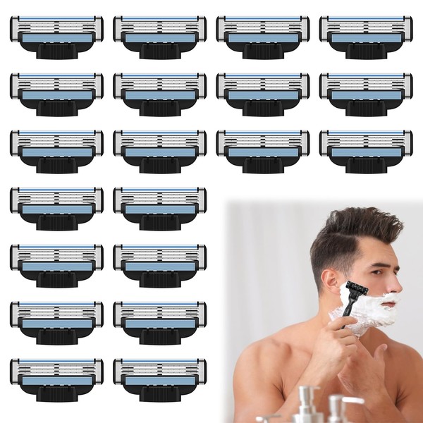 MHDUYEG Pack of 20 Replacement Blades for Wet Razors Men,