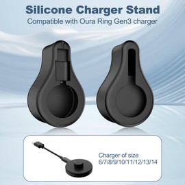 TiMOVO TiMOVO Silicone Charger Stand for Oura Ring Gen 3 Charger 6/7/8/9/10/11/12/13, Oura Ring Gen 3 Charger Dock for Charger and Cable Storage, Travel Storage, 1 Pack, Black