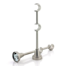 GIRASOLE HOME® 2 x Double Sided Open Curtain Pole Brackets for 18-20mm Diameter Rods (Open Double 218mm, Satin Nickel)