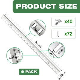 8 Pcs 36 Inch Shelf Pilaster with Clips, Adjustable Shelf Brackets Standard Mortise Mount Metal Shelves, Steel Wall Mounted Shelf Pilaster