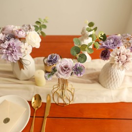 Kisflower Kisflower Artificial Flowers Purple Silk Artificial Roes Combo Peony Flower for DIY Wedding Bridal Bouquet Party Home Decorations (Purple)