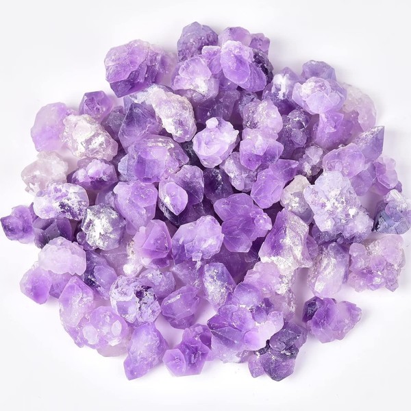 AMOYSTONE 1 Lb Natural Amethyst Rough Stones Irregular Raw Purple Crystal for Healing Meditation Home Decoration