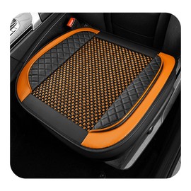 ZNDAW Car Seat Cover, Leather Vehicle Front Bottom Seat Cushion Cover with Storage Pocket, Anti-Slip Bottom Seats Protector Luxury Interior Decor for Most Car Trucks SUVs (Knitting, Black+Orange)