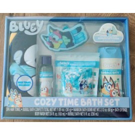 Bluey Cozy Time Bath Set, Hair Towel, Bubble Bath, Rainbow Bath Bomb, Sponge