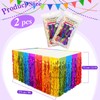 2 Pack Wavy Rainbow Table Skirts, Rainbow Party Decorations, Metallic