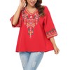 YZXDORWJ Women's V Neck Embroidered Mexican Peasant Blouse (1706R, XXL)