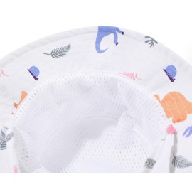 Baby Sun Hat Baby Bucket Hat Toddler Summer Hats UPF 50+MN Protective Bucket hat Kids Beach Hats for Baby Boy Girl, White Dinosaur, 6-12 Months