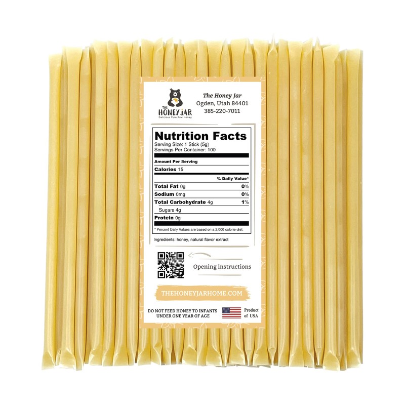 The Honey Jar Vanilla Flavored Honey Sticks - Pure Honey