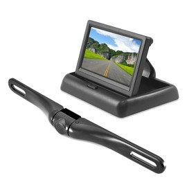 Pyle Backup Rear View Car Camera Monitor Screen System - Parking & Reverse Safety Distance Scale Lines, Waterproof, Night Vision, Pop-up Display, 4.3" LCD Video Color Display for Vehicles - (PLCM4500)