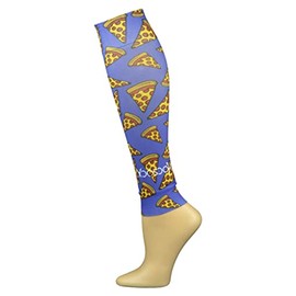 Hocsocx Leg Sleeves Sports Under Socks- One Size (Length 13") (Purple Pizza)