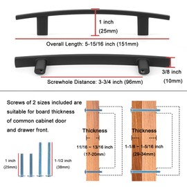KOOFIZO Curved Bar Cabinet Pull - Oil Rubbed Bronze Furniture Arch Handle, 3.8 Inch/96mm Screw Spacing, 10-Pack for Kitchen Cupboard Door, Bedroom Dresser Drawer, Bathroom Wardrobe Hardware