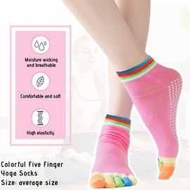 SJBAUTYO SJBAUTYO Non-Slip Yoga Socks for Women: 2 Packs Non-Slip Stopper Socks Pilates Toe Socks Women for Yoga, Pilates, Barre, Dance, Ballet, Fitness, M