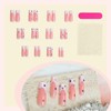 Pink Long Press on Nails Square Fake Nails with Colorful