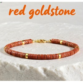 Unbranded Natural Red Goldstone Dainty Bracelet Healing Crystal Gemstone Minimalist Gifts