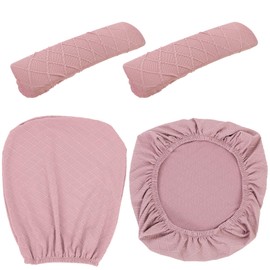 Tallew 4 Pcs Office Chair Covers Set Computer Universal Protective Stretchable Chair Seat Covers Desk Armrest Slipcovers Pads Office Cushion Backrest for Rotating(Pink)