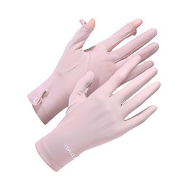 TAGNEFLOR Guantes de Protección Solar Mujer,UPF 50+ Guantes de protección UV,Apertura en 2 Dedos Guantes Antideslizantes Transpirables para Golf,Ciclismo y Manejar Apto para Touch Screen (Rosa B)
