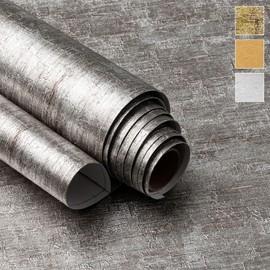 White Gold Peel and Stick Wallpaper (15.7" x 118", Rough Texture) Removable Contact Paper Vinyl for Walls Bedroom Kitchen Countertop Fridge Bathroom