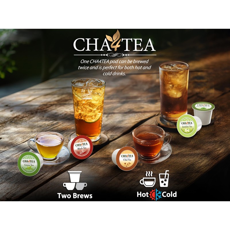 Cha4TEA 100-Count Variety Pack Tea, Compatible with Keurig Brewers, Includes