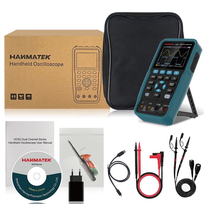 HANMATEK Handheld Digital Oscilloscope 50Mhz Bandwidth with 2 Channels HO52