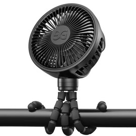 GUSGU Baby Stroller Fan with Clip, Rechargeable & Battery Operated Portable Fan with 16H Max Runtime, Hands Free 360° Adjustable Quiet Personal Fan for Travel, Car Seat, Crib, Trolley​, Bedroom​