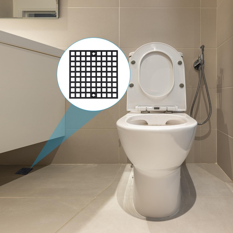 4" Matte Black Shower Drain Cover, 304 Stainless Steel Square