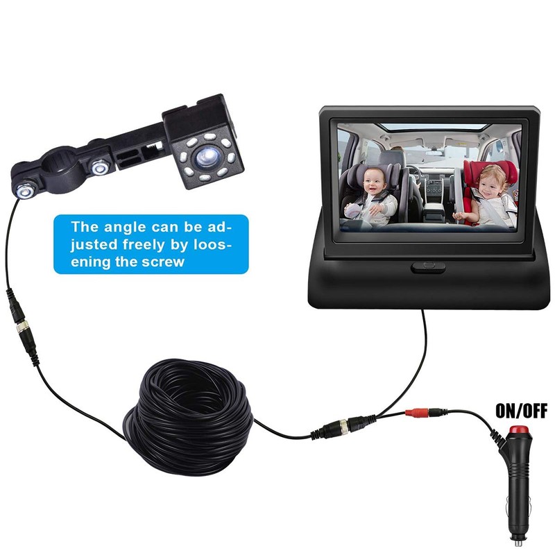 TooToo LED Night Vision Car Seat Camera Baby Monitor w/