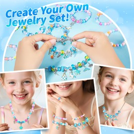 BLmukce Charm Bracelet Making Kit for Girls Ages 8-12, DIY Jewelry Making Kit & Craft Set with Beads, Charms & Necklace Supplies Birthday for Kids 4-6 7 8 Years Old Girl