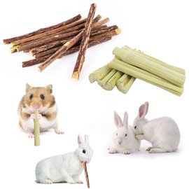 Rabbit Chew Toy, Hamster Chew Toy, Rabbit Apple Sticks Cute Bamboo, Natural Small Animal Edible Chew Toy for Hamsters, Chinchilla, Parrots, Guinea Pigs